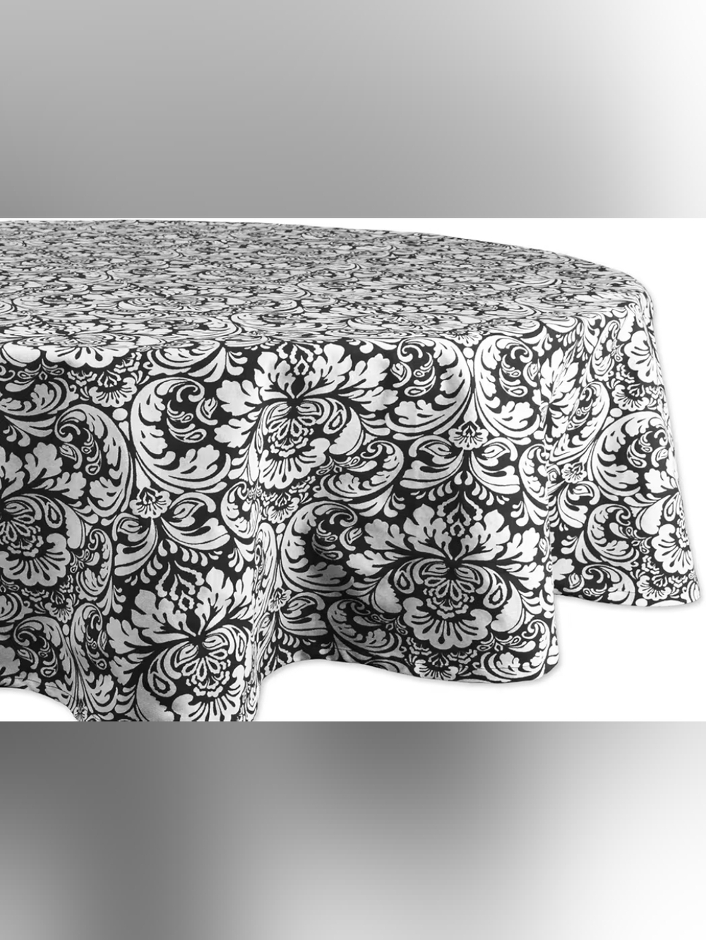 Design Imports Damask Black Tablecloth 70 Round